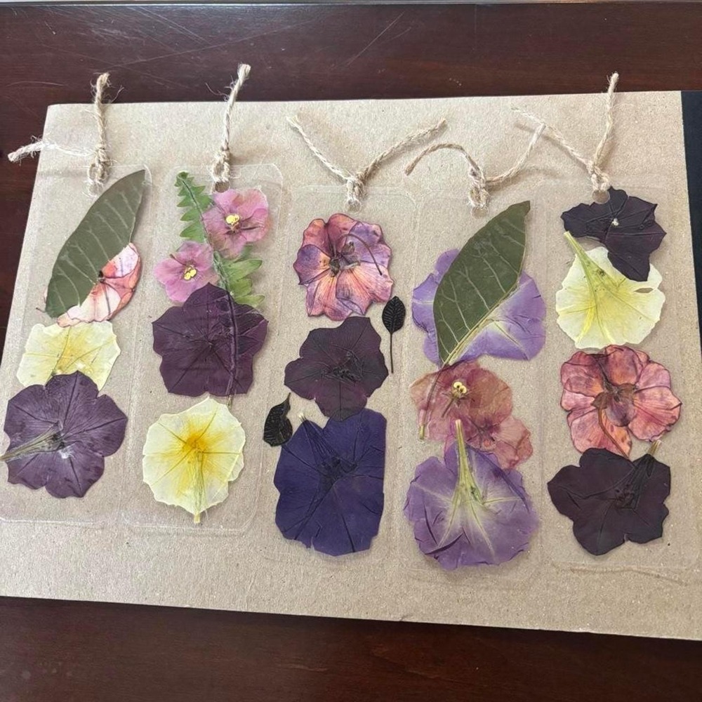 Pressed flower bookmarks
